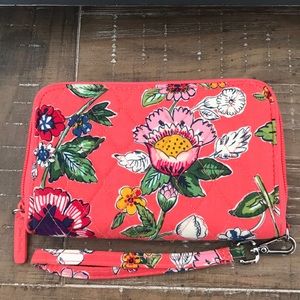 Vera Bradley coral floral wristlet.